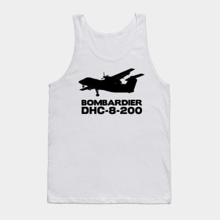 Bombardier Dash 8-200 Silhouette Print (Black) Tank Top